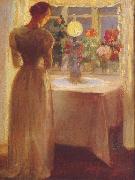 Anna Ancher Young Girl Before a Lit Lamp oil